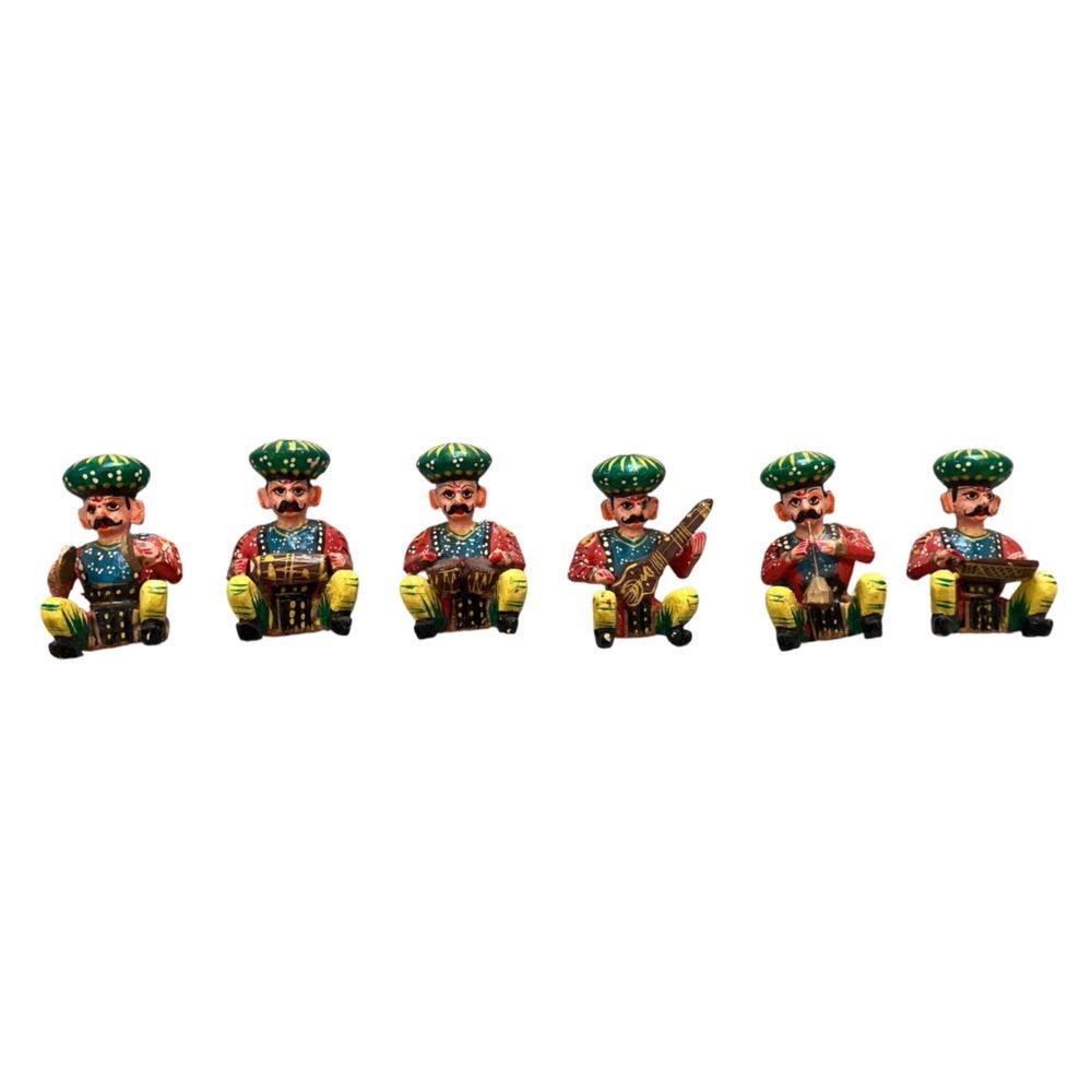 Antique Rajasthani Musician Figurines Set of 6 Bawla